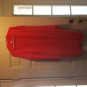 long red lego cardigan